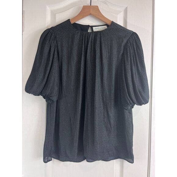 Pants Store Tops - Pants Store Women's Short Puff Sleeve Blouse Lined Black Polyester Top Size S